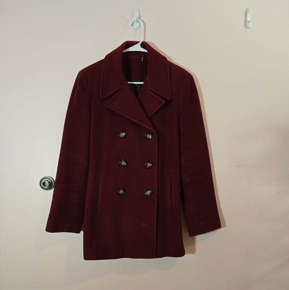 Calvin Klein Red Wool Trench Coat Size 12 - Picture 1 of 4